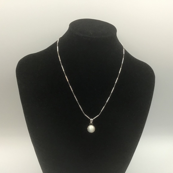 925 Sterling Silver Fancy Chain w 2 Pendants, moonstone and Murano cross - Picture 2 of 12